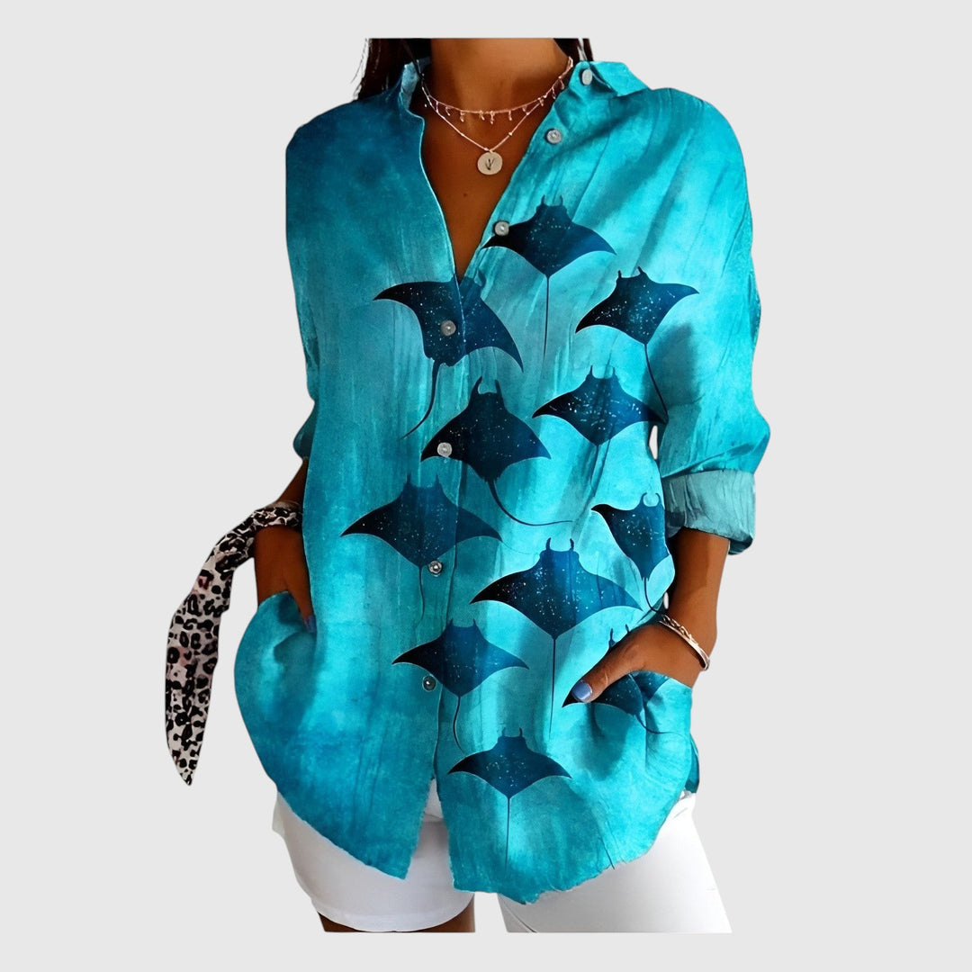 Natasja™ | Bluse med farverigt design