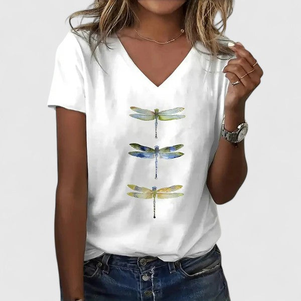 Bodil-Marie™ | Sommerligt og Komfortabelt T-shirt med Libeller