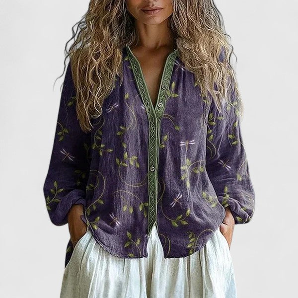 Alfrida™ | Afslappet Bluse med Naturprint