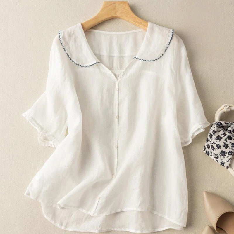 Elly™ | Luftig linnedbluse