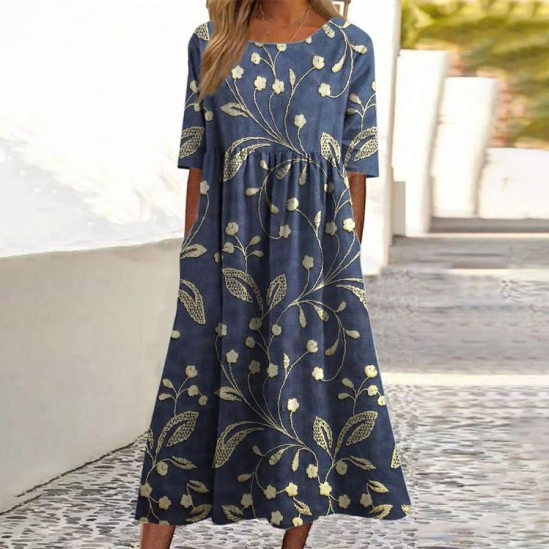Mille-Maria™ | Stilfuld Blomstret Midi Kjole