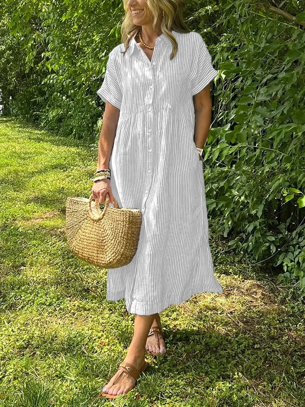 Alfhild™ | Let Sommerkjole Med Knapper