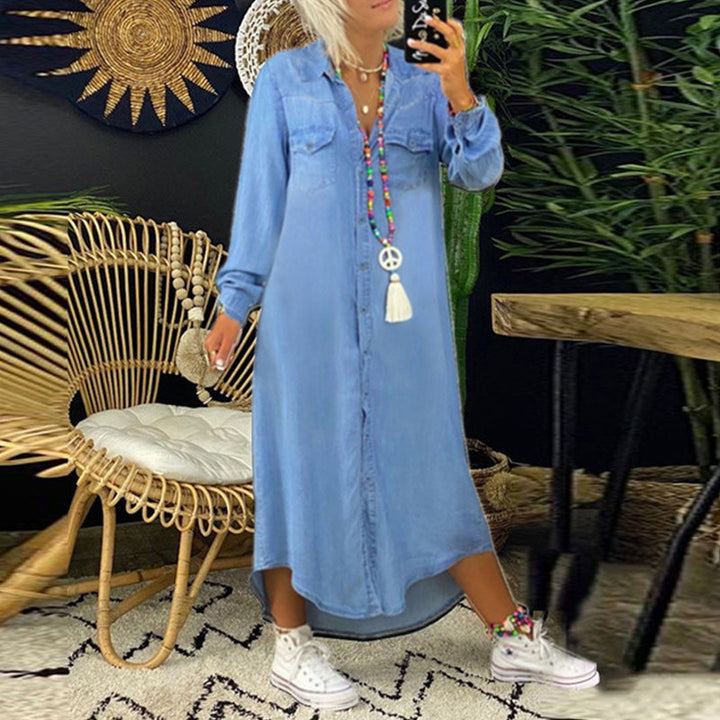 Aaliyah™ | Langærmet Maxikjole I Denim