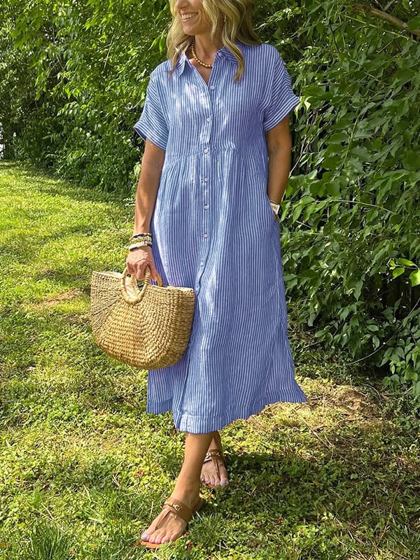 Alfhild™ | Let Sommerkjole Med Knapper