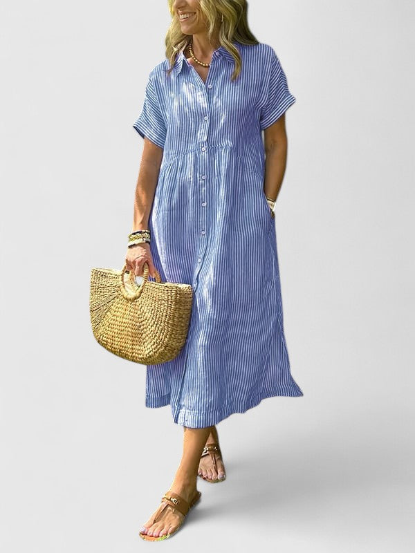 Alfhild™ | Let Sommerkjole Med Knapper