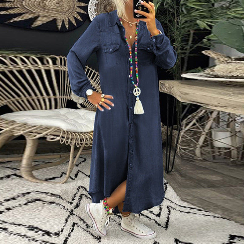 Aaliyah™ | Langærmet Maxikjole I Denim