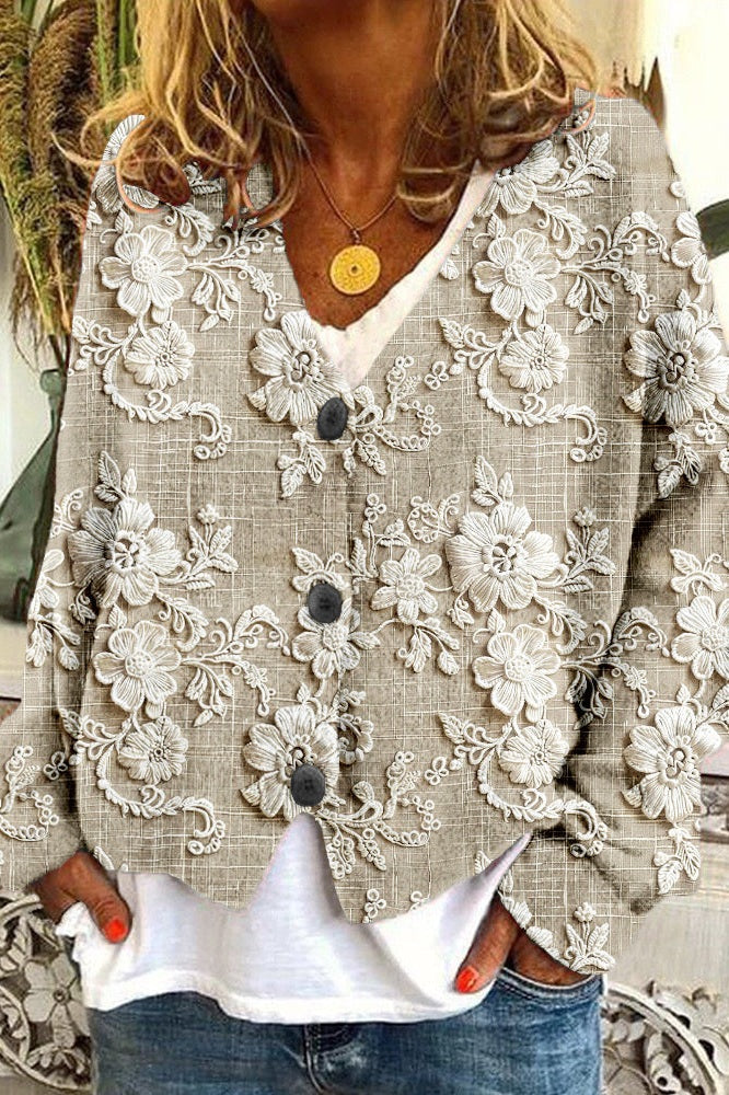 Millea-Rose™ | Cardigan med blomsterbladstråd