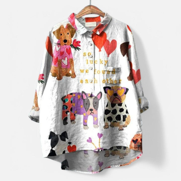 Dagny™  | Bluse Med Kunstneriske Print