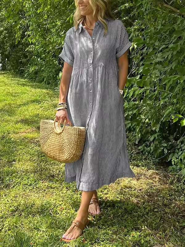 Alfhild™ | Let Sommerkjole Med Knapper