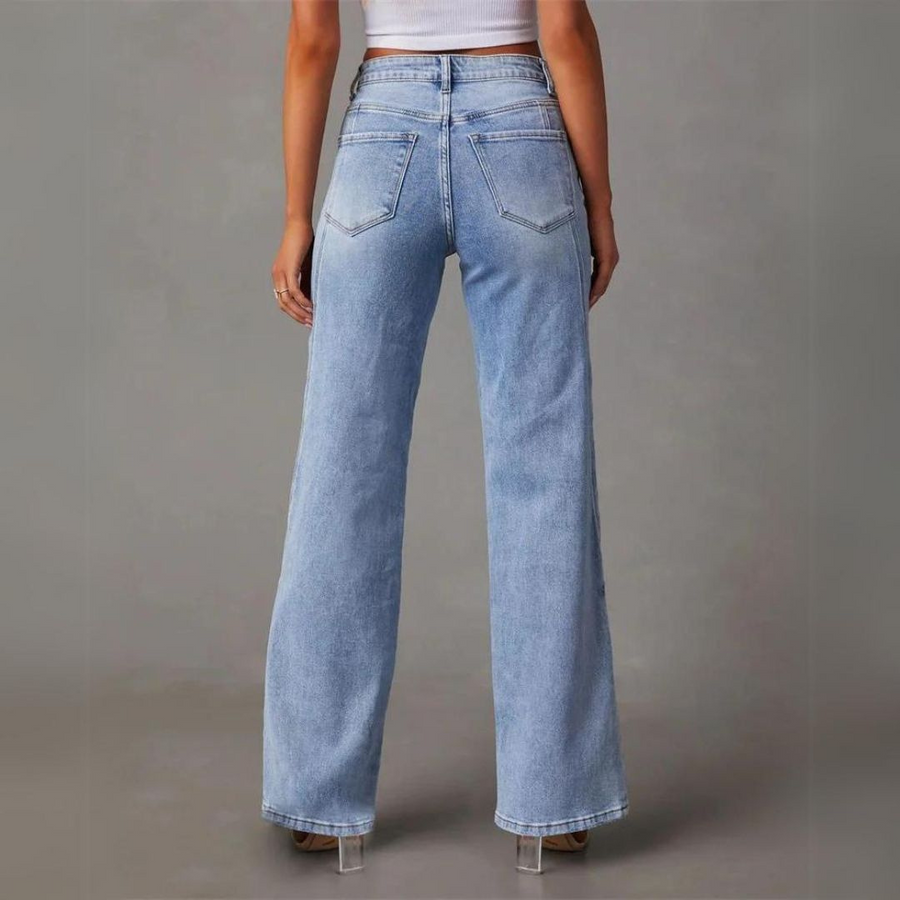 Mette™ | Stilfulde Højtaljede Wide-Leg Jeans