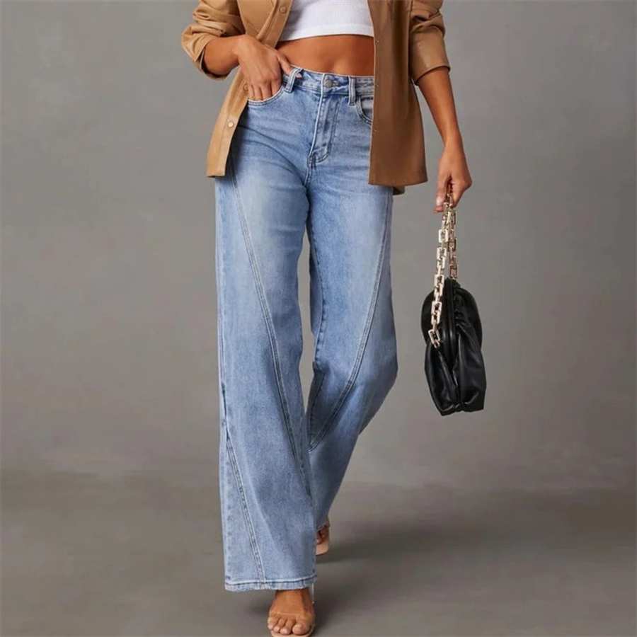 Mette™ | Stilfulde Højtaljede Wide-Leg Jeans