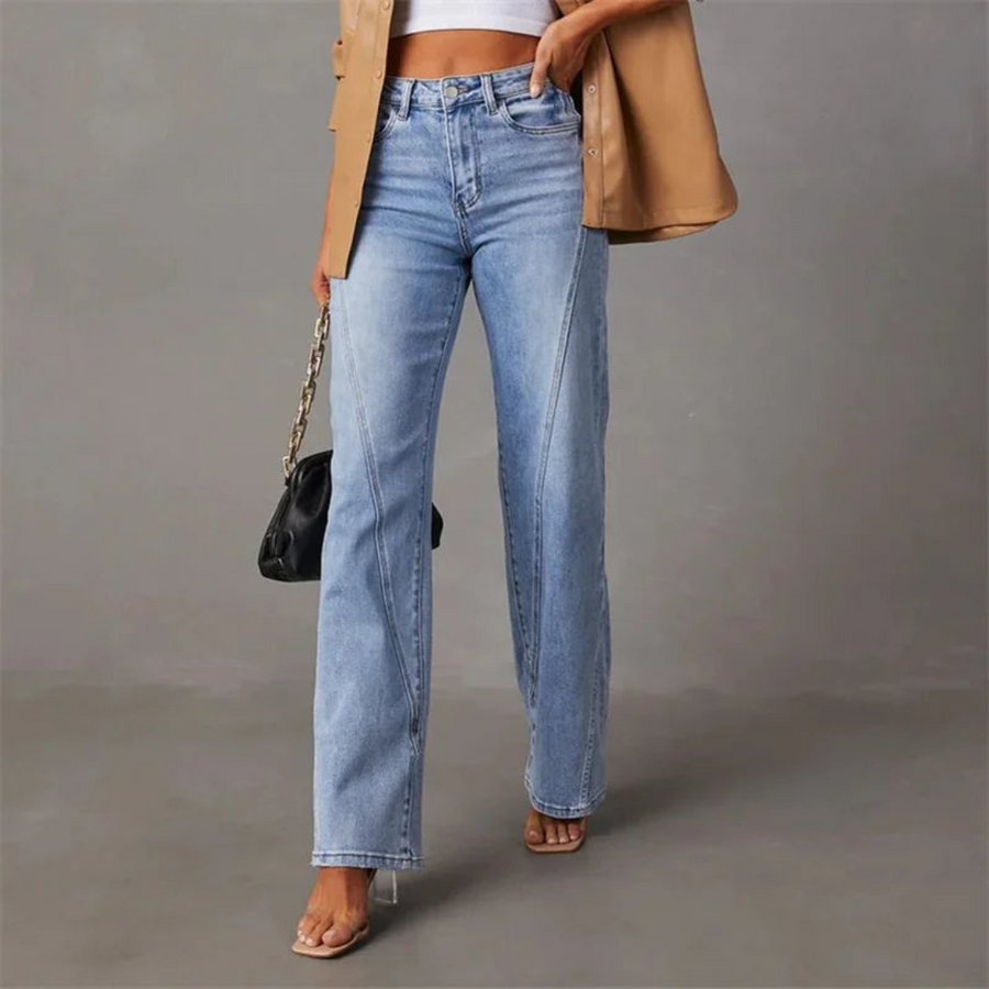 Mette™ | Stilfulde Højtaljede Wide-Leg Jeans