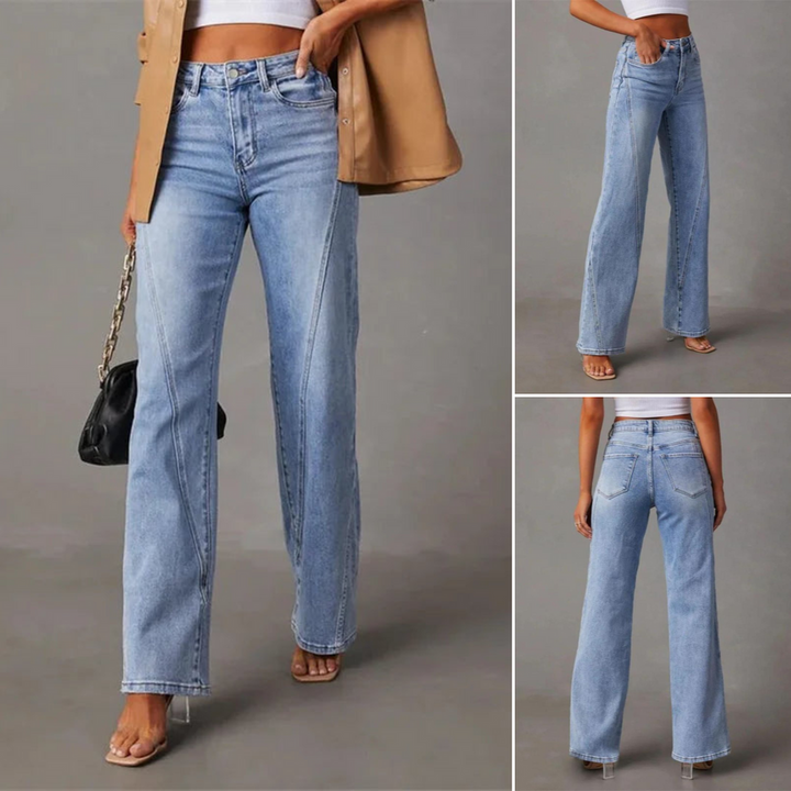 Mette™ | Stilfulde Højtaljede Wide-Leg Jeans