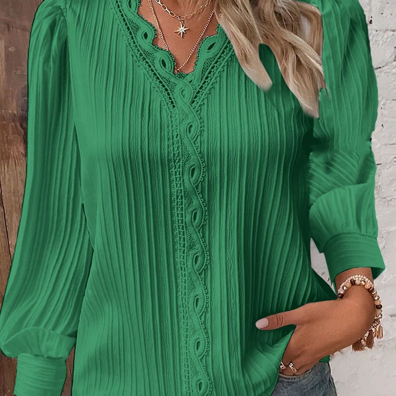 Lina™ | Bluse Med Blondedetaljer i Chiffon