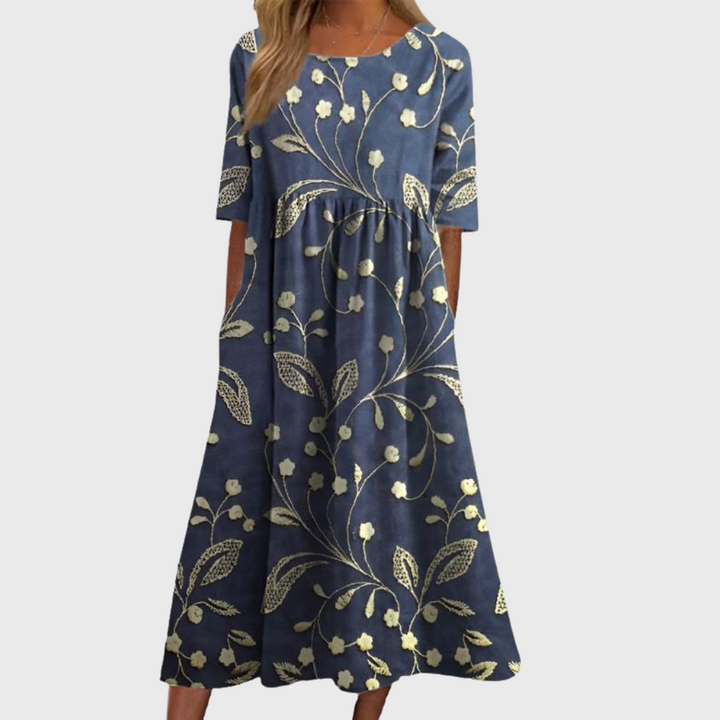 Mille-Maria™ | Stilfuld Blomstret Midi Kjole