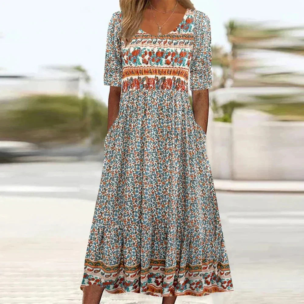 Grynet™ | Plus-size Blomstret Maxi Kjole