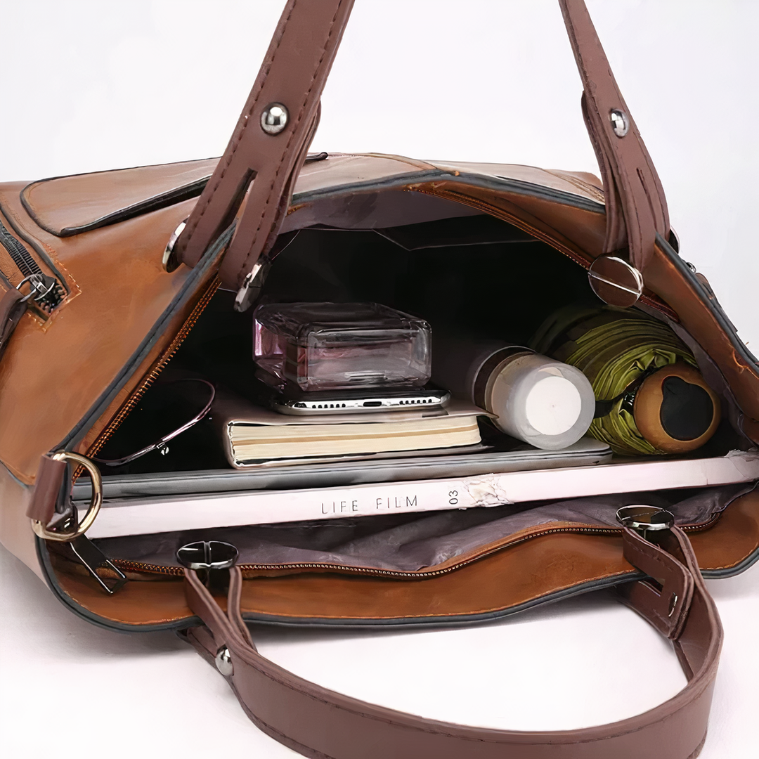 Elline™ | Vintage-inspireret læder skuldertaske