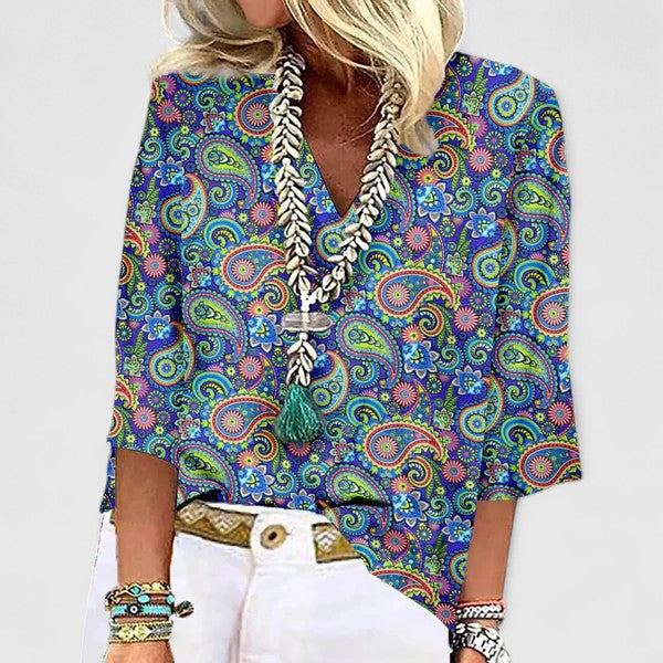 Betina™ | Vibrant Print Boho Bluse