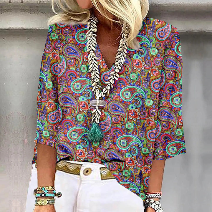 Betina™ | Vibrant Print Boho Bluse
