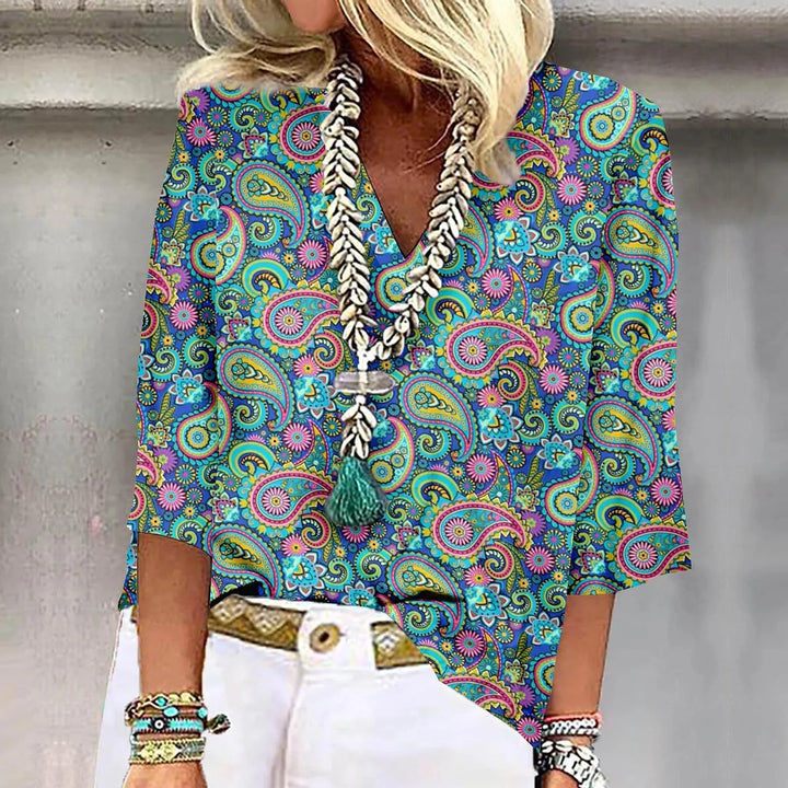 Betina™ | Vibrant Print Boho Bluse