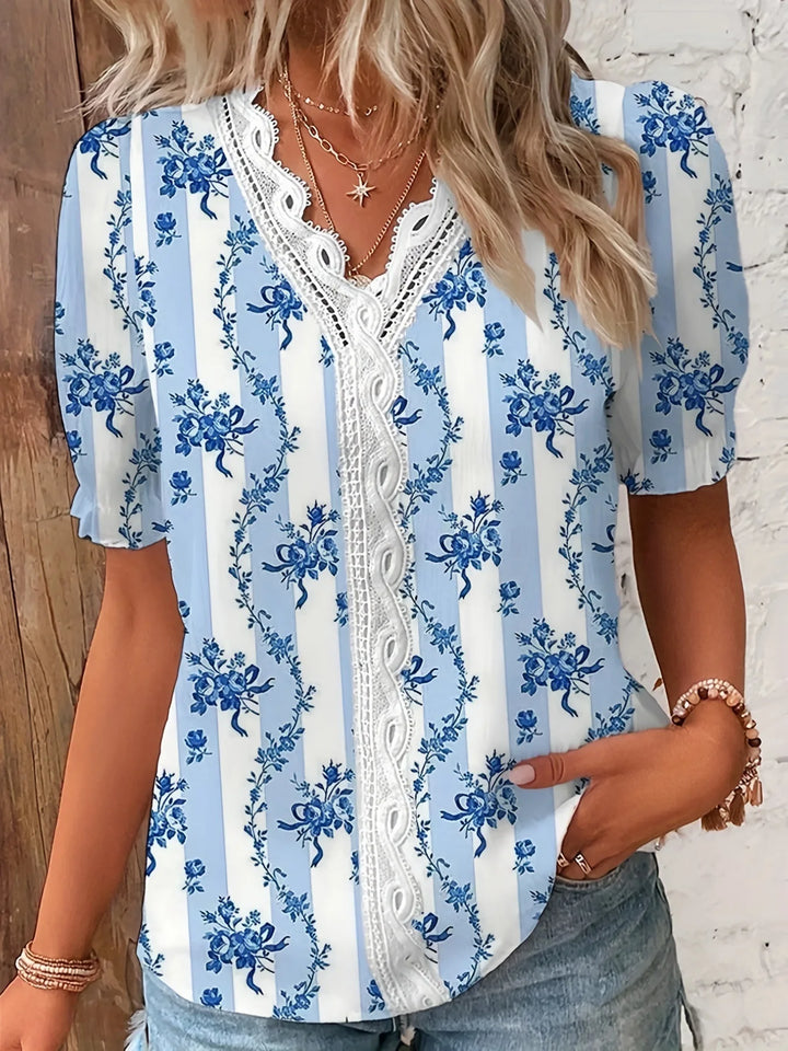 Sif™  | Blomster Blonde V-Hals Bluse