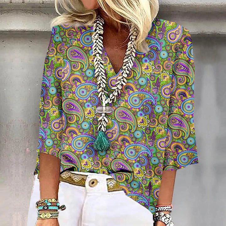 Betina™ | Vibrant Print Boho Bluse