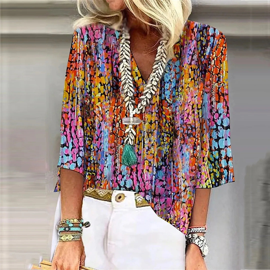Betina™ | Vibrant Print Boho Bluse