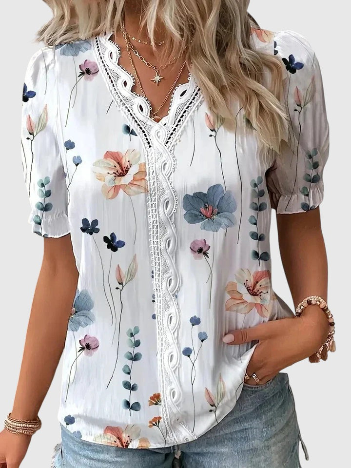 Sif™  | Blomster Blonde V-Hals Bluse