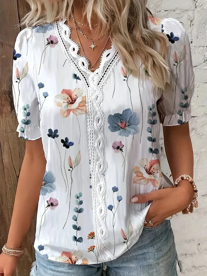 Sif™  | Blomster Blonde V-Hals Bluse