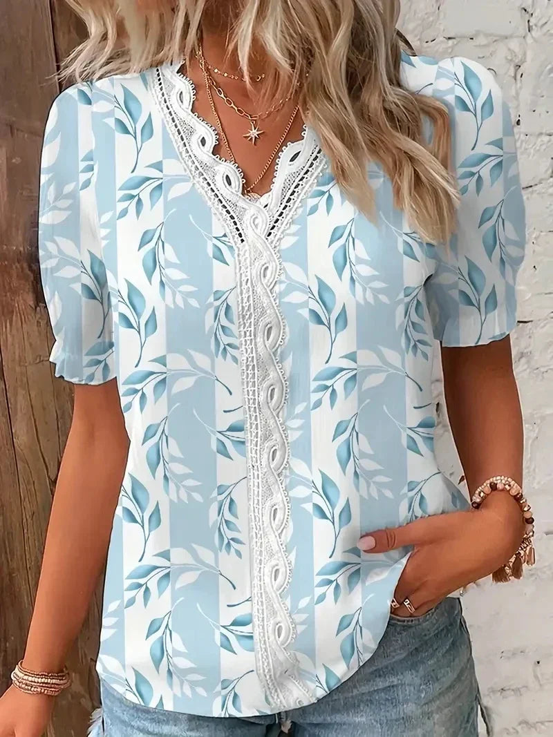 Sif™  | Blomster Blonde V-Hals Bluse
