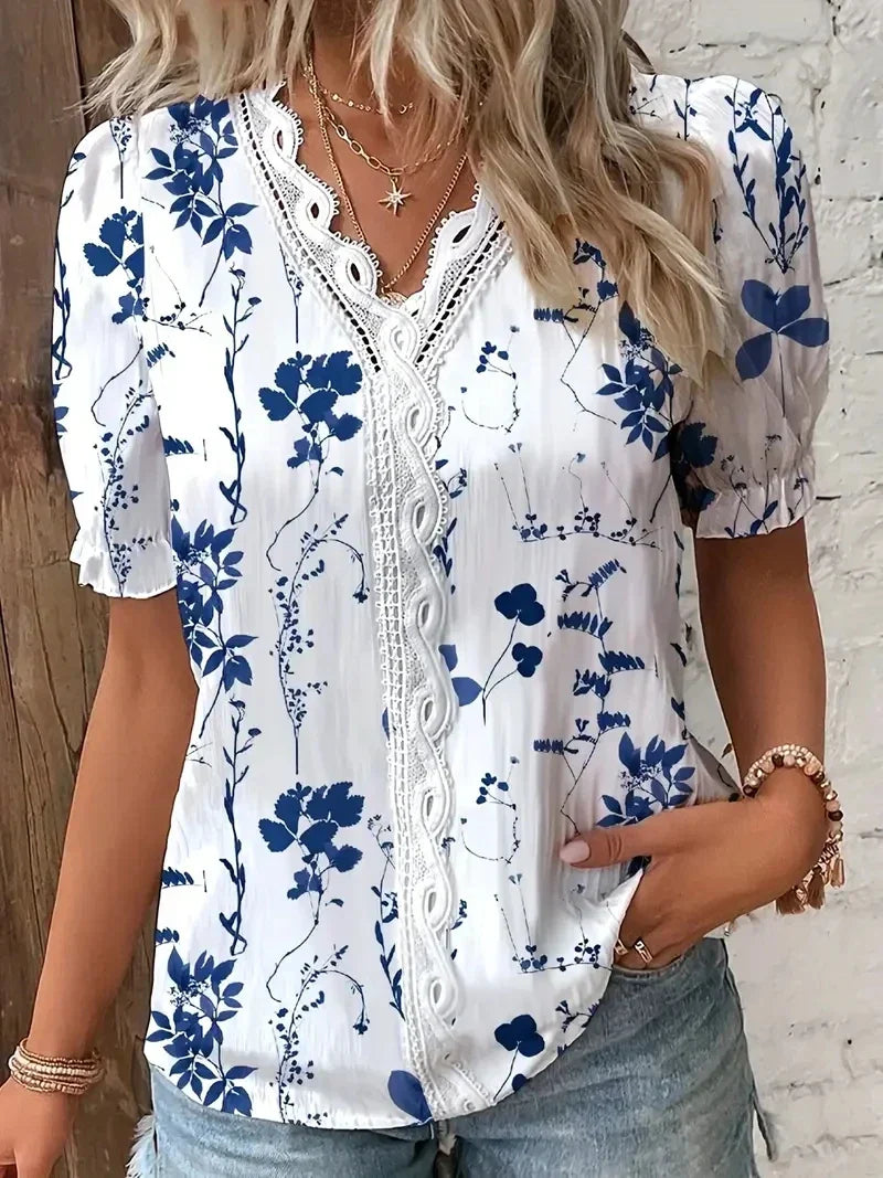 Sif™  | Blomster Blonde V-Hals Bluse