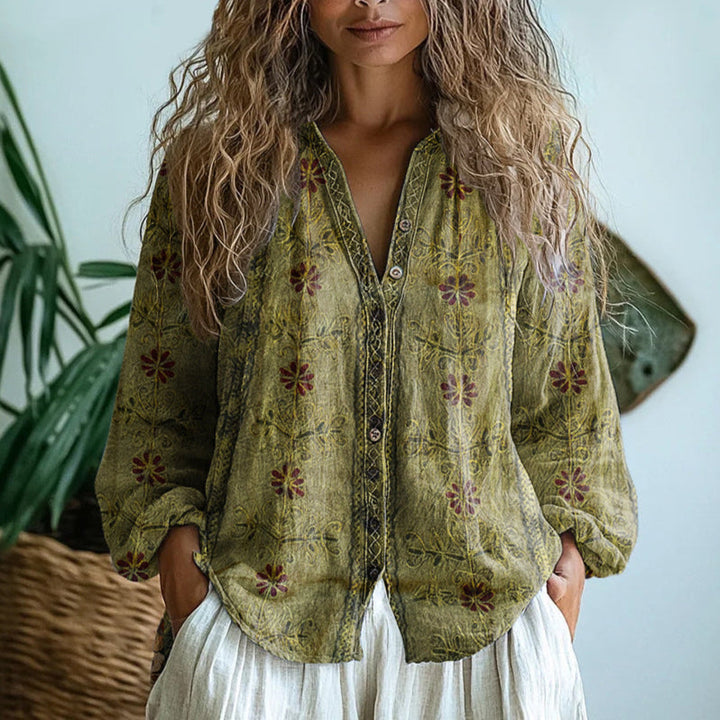 Alfrida™ | Afslappet Bluse med Naturprint
