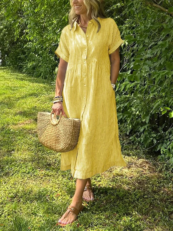 Alfhild™ | Let Sommerkjole Med Knapper
