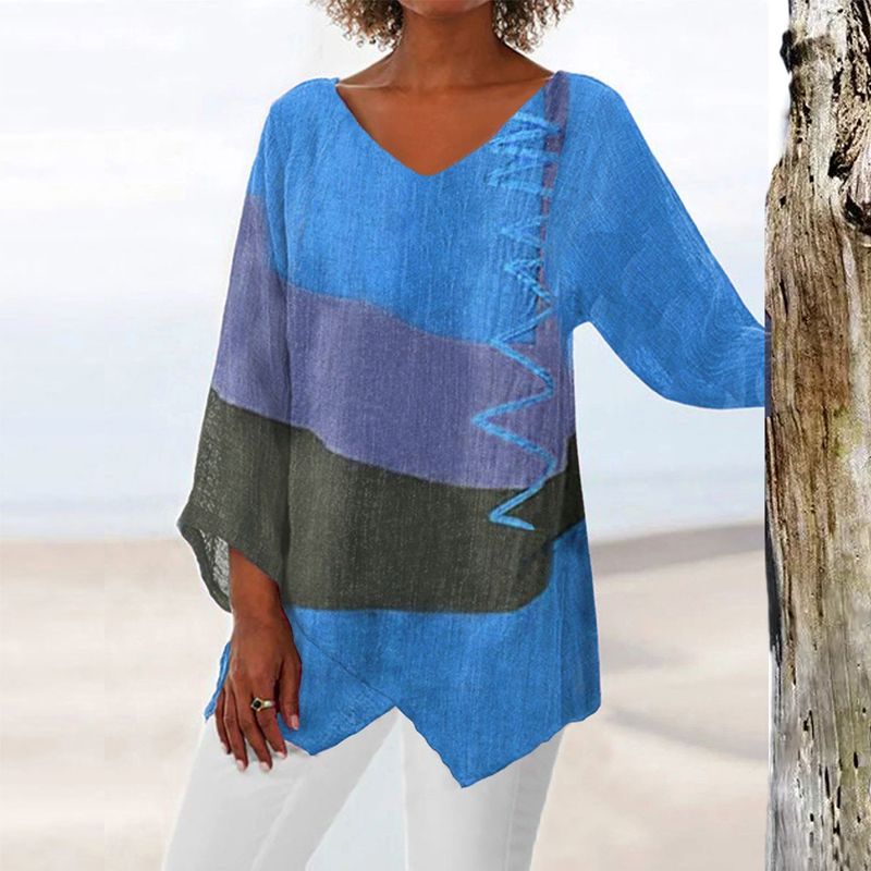 Elfrida™ | Stilfuld V-hals Color Block Top