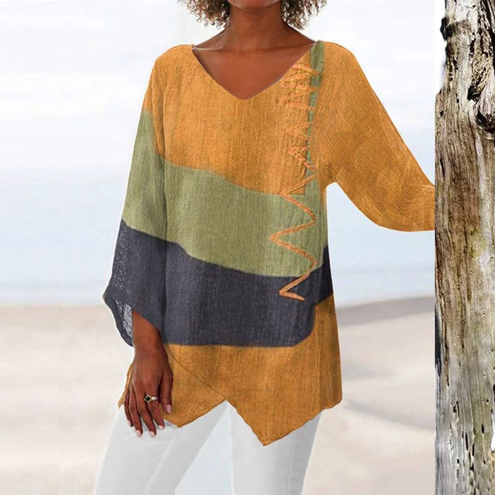 Elfrida™ | Stilfuld V-hals Color Block Top