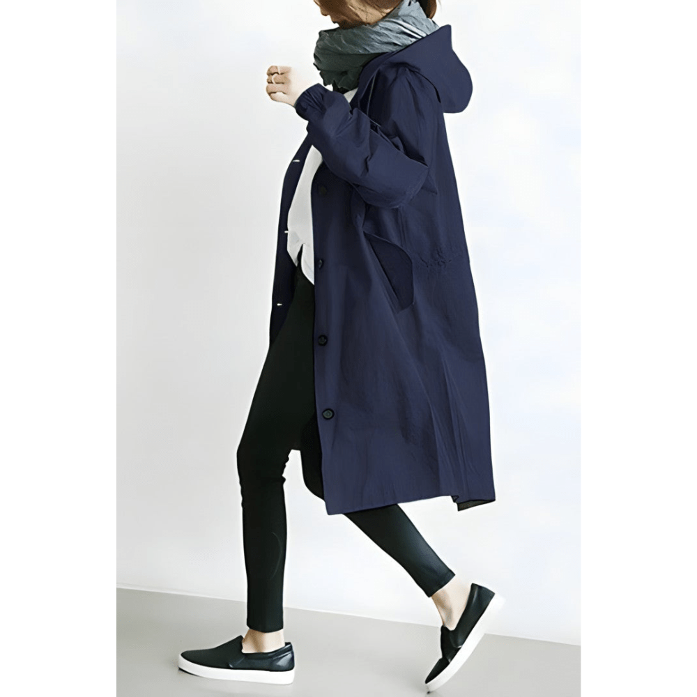 Jytte™ | Oversized Hættet Frakke med Knapper