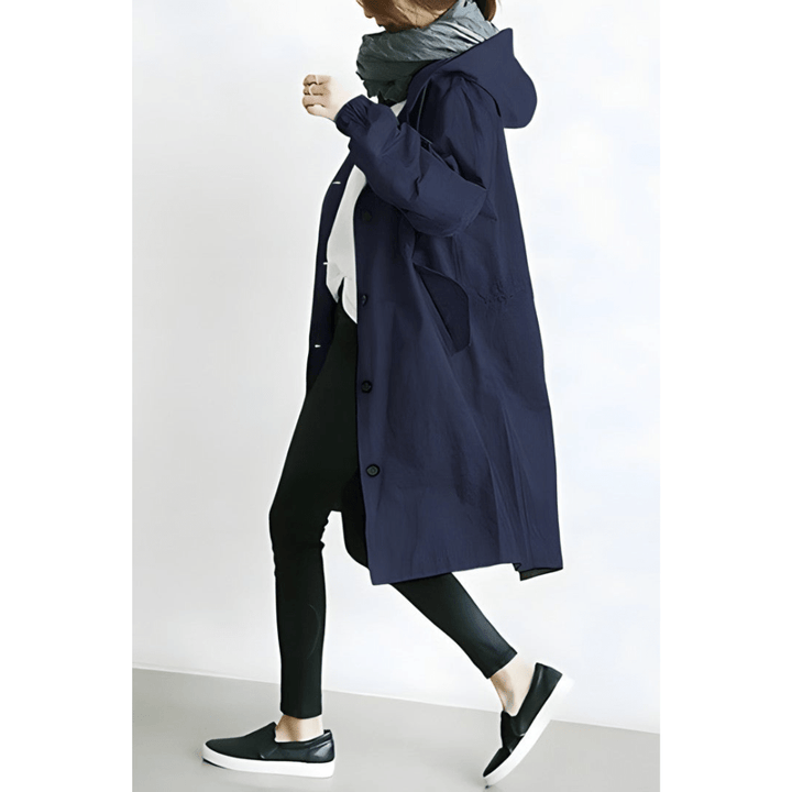 Jytte™ | Oversized Hættet Frakke med Knapper