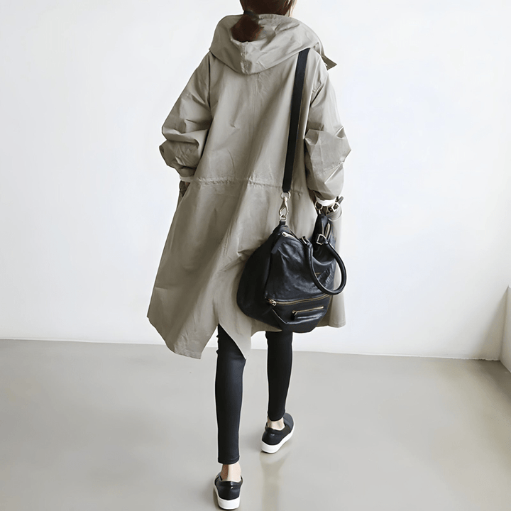 Jytte™ | Oversized Hættet Frakke med Knapper