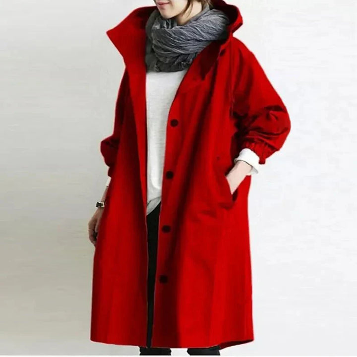 Jytte™ | Oversized Hættet Frakke med Knapper