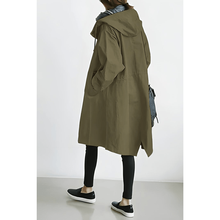 Jytte™ | Oversized Hættet Frakke med Knapper